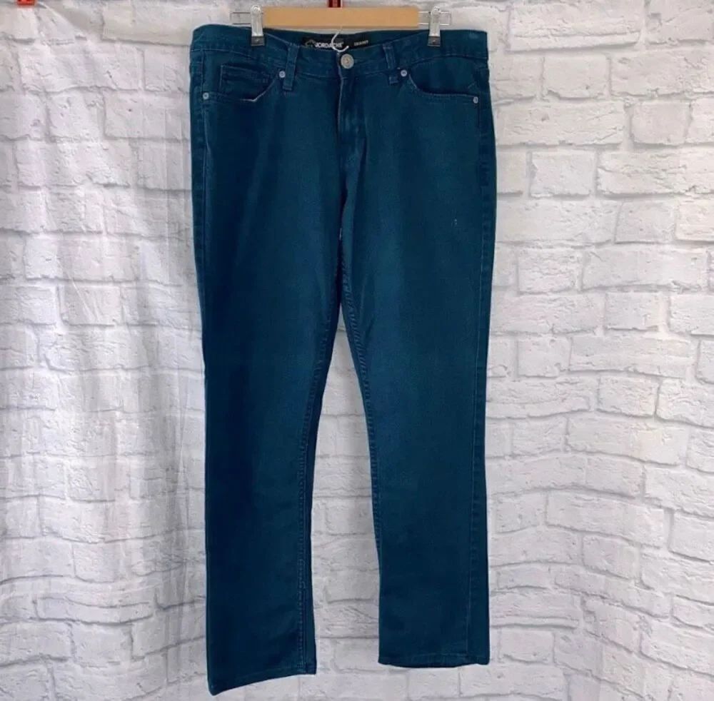 Jordache women 12 skinny jeans women dark green blue color
